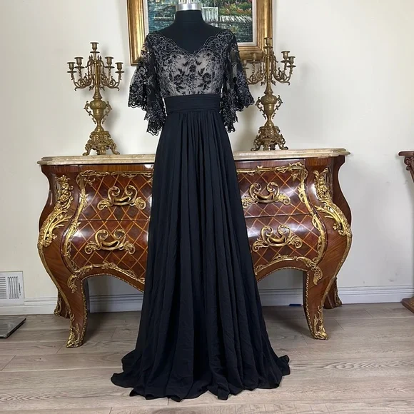 Womens Formal embroidery bodice evening prom dress